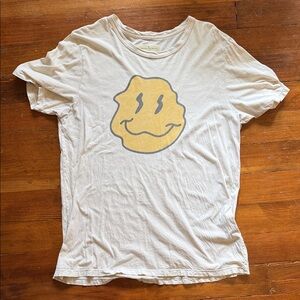 Casual Cream Smiley Face Tee